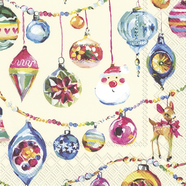 Servietten 33x33 cm - FUNNY DECORATION cream