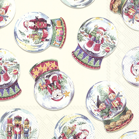 Servietten 33x33 cm - SCHNEEKUGEL cream