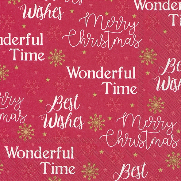 Servietten 33x33 cm - X-MAS LETTERS red