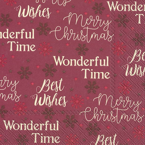 Servietten 33x33 cm - X-MAS LETTERS dark red