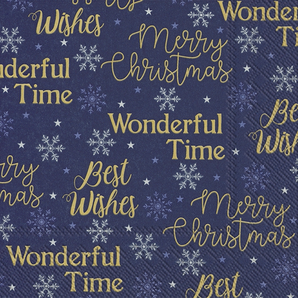 Servietten 33x33 cm - X-MAS LETTERS blue
