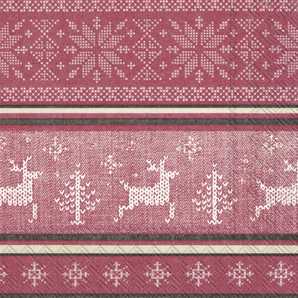 Servietten 33x33 cm - NORWEGIAN KNIT red