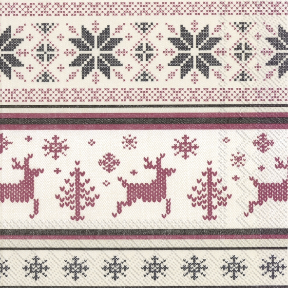 Servietten 33x33 cm - NORWEGIAN KNIT cream red