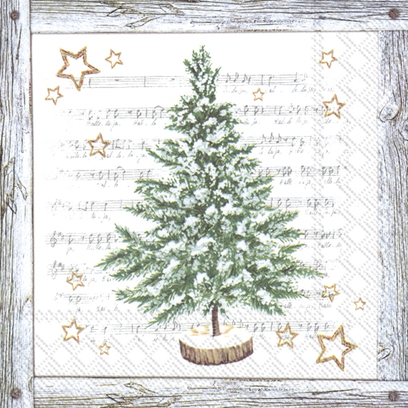 Servietten 33x33 cm - WHITE XMAS TREE grey