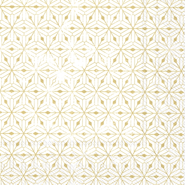 Servietten 33x33 cm - CRYSTAL ORNAMENTS white gold