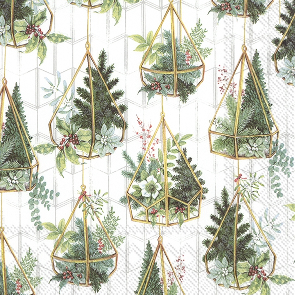 餐巾33x33厘米 - WHITE XMAS PLANTS white silver