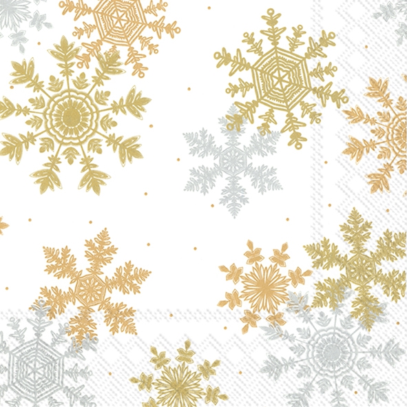 Servietten 33x33 cm - CRYSTAL CLEAR white silver