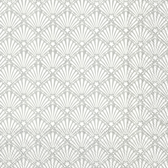 Servietten 33x33 cm - ROCAILLE white silver