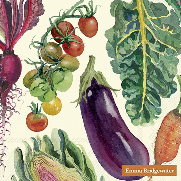 Napkins 33x33 cm - VEGETABLE GARDEN cream