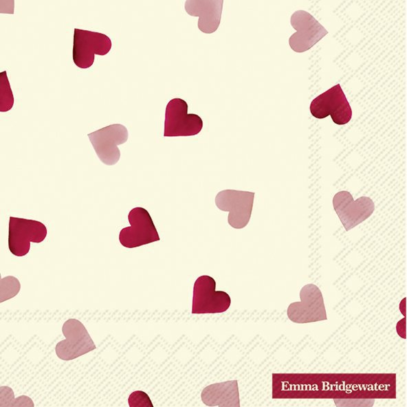 Servietten 33x33 cm - PINK HEARTS cream