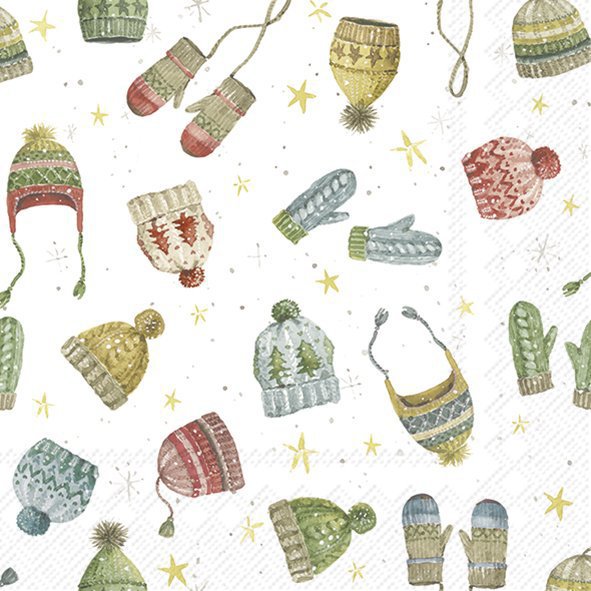 Napkins 33x33 cm - HATS AND GLOVES