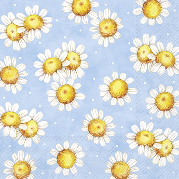 Serwetki 33x33 cm - SUNNY FLOWERS light blue