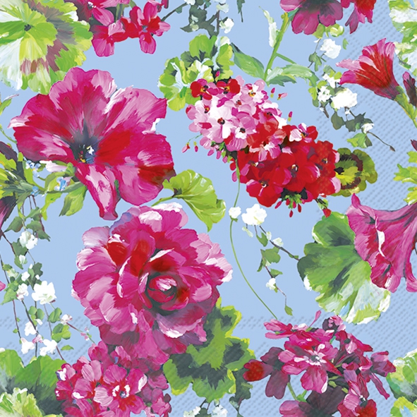 Serwetki 33x33 cm - SUMMER IN PINK blue