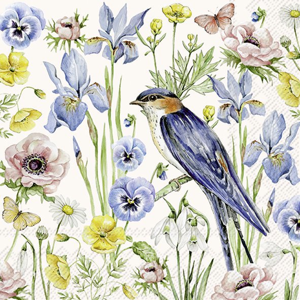 Servietten 33x33 cm - SPRING BLOOMS cream