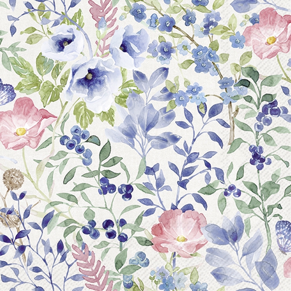 Servilletas 33x33 cm - INDIGO FLOWERS light grey, Flores,  Plantas