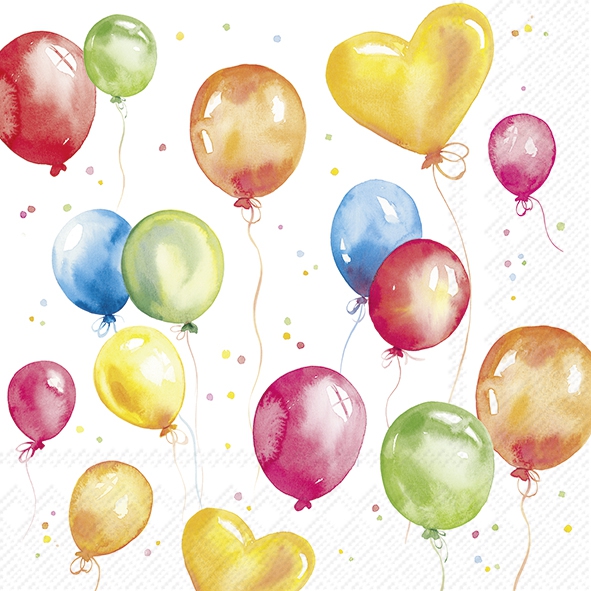 Servilletas 33x33 cm - BIRTHDAY BALLOONS, Confeti,  Fiesta,  Celebración,  Fiesta,  Cumpleaños,  Globo,  Eventos