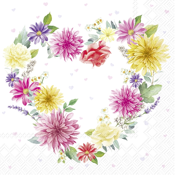 Tovaglioli 33x33 cm - HEART MADE OF FLOWERS, Cuori,  San Valentino,  I fiori,  L´amore,  Matrimonio,  Eventi