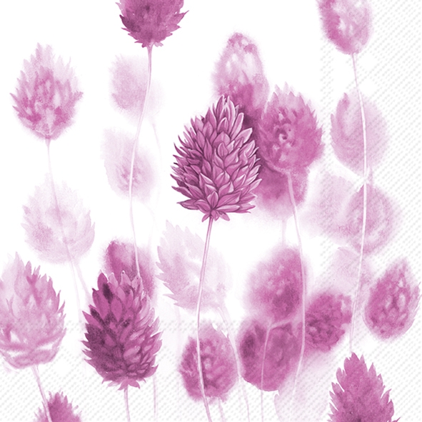 Servilletas 33x33 cm - PURE STYLE pink, Céspedes,  Flores,  Plantas