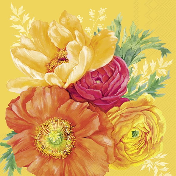Tovaglioli 33x33 cm - JONI yellow, I fiori,  Piante