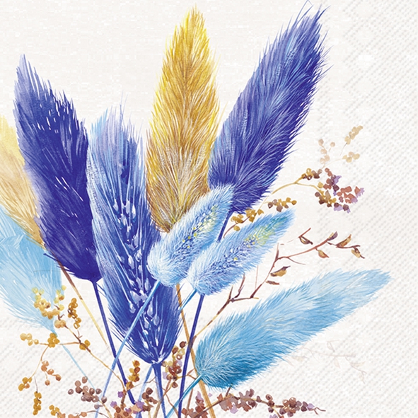 Servilletas 33x33 cm - PURE BLUE STYLE cream, Céspedes,  Plantas