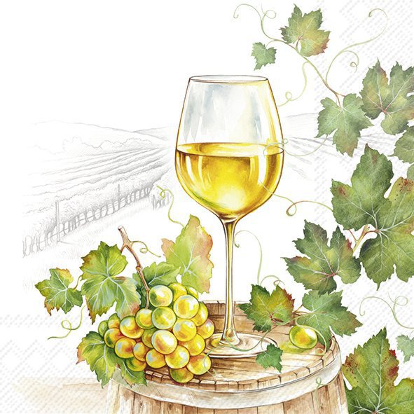 Servietten 33x33 cm - VIN BLANC