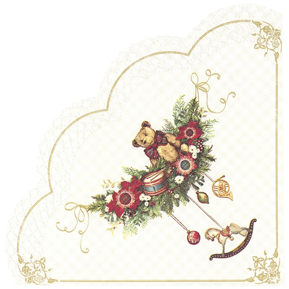 Guardanapos - Redondo - NOSTALGIC TOY cream, Peluche, cavalo de pau, presentes Guardanapos - Redondo - NOSTALGIC TOY cream