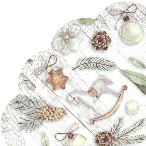 Servietten - Rund - WHITE XMAS DECO grey