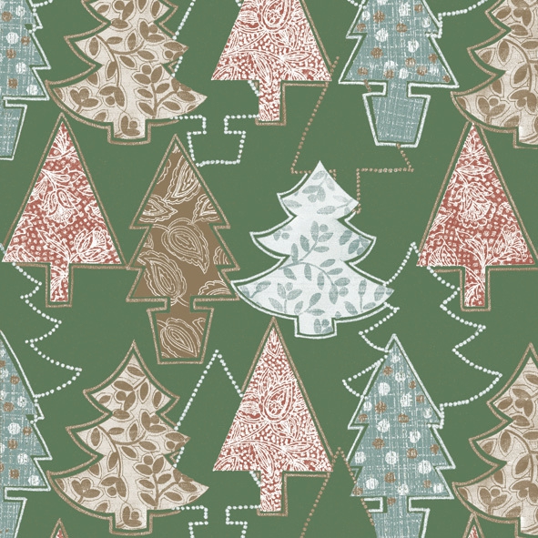 Servietten 33x33 cm - Graphic Xmas Trees Green, Weihnachtsbaum Servietten 33x33 cm - Graphic Xmas Trees Green