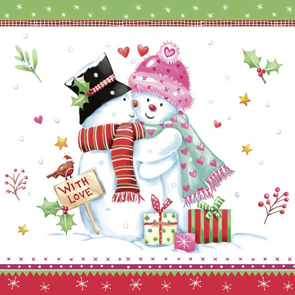 Servilletas 33x33 cm - Lovely Snowmen