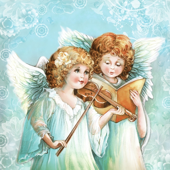 Tovaglioli 33x33 cm - Two Angels Singing & Playing