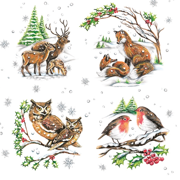Servietten 33x33 cm - Winter Animals