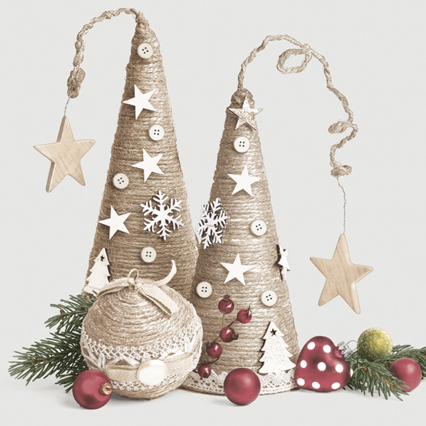Napkins 33x33 cm - Eco Christmas Decorations, Tree decorations,  Fir branches,  Stars,  Plants