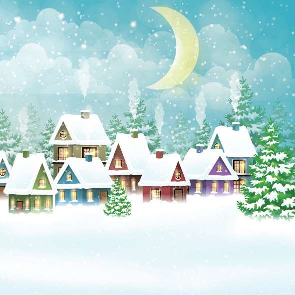 Serwetki 33x33 cm - Snowy Village Scene