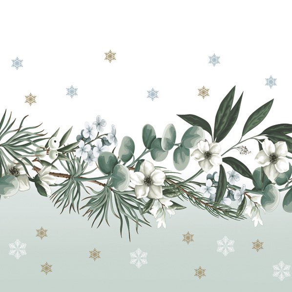 Servietten 33x33 cm - Botanical Christmas Motifs