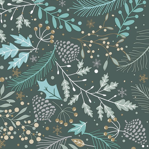 Napkins 33x33 cm - Green Winter Pattern