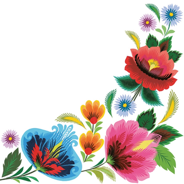 Servietten 33x33 cm - Floral Folk Frame, Blumen Servietten 33x33 cm - Floral Folk Frame