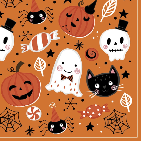 Tovaglioli 33x33 cm - Orange Halloween Booo 