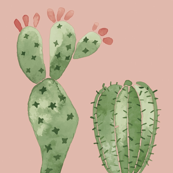 Servilletas 33x33 cm - Watercolour Cactuses