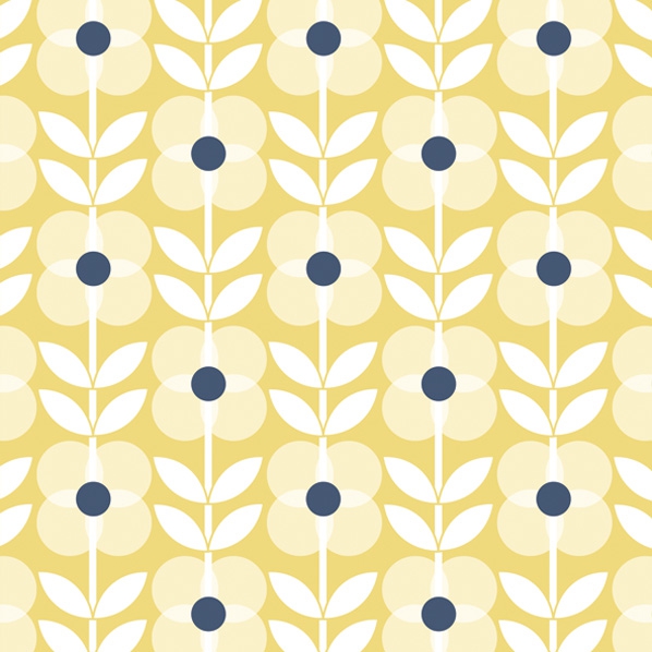 Servilletas 33x33 cm - Yellow Flowers Pattern with Blue Dot