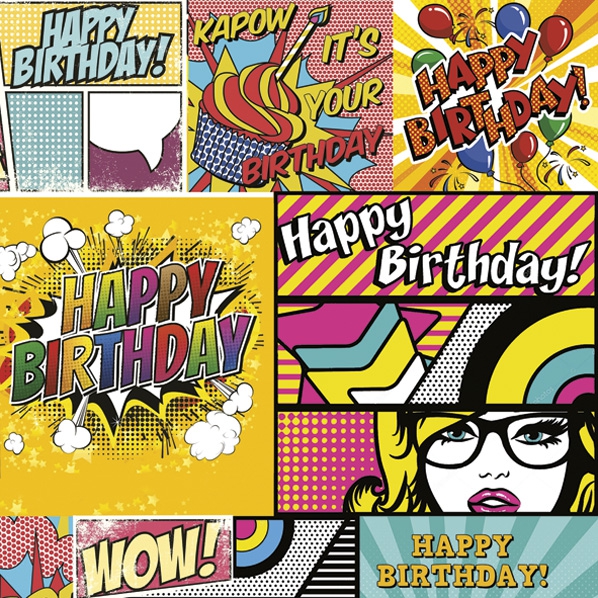 Servietten 33x33 cm - Cartoon Style Birthday