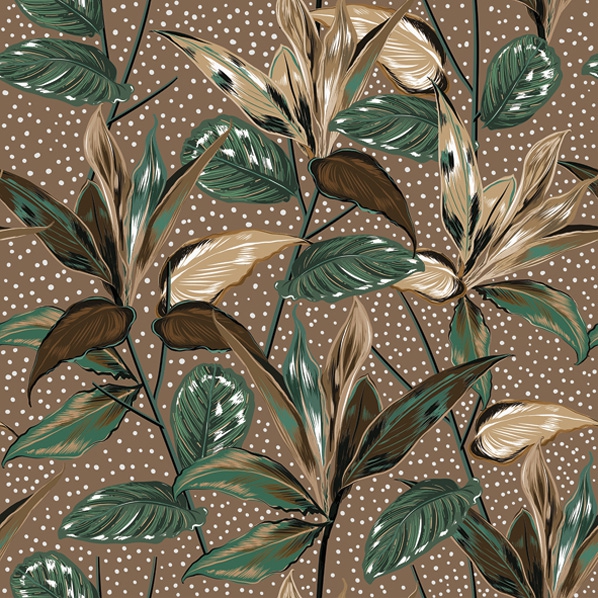 Servilletas 33x33 cm - Botanical Plants on Brown Background, Hojas,  marrón,  Puntos,  Plantas