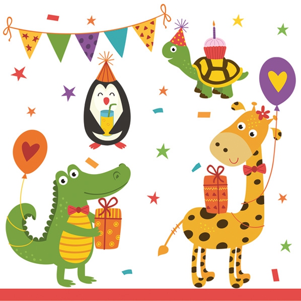 餐巾33x33厘米 - Cute Party Animals, é¿é¢é¹¿,  é¿é¢é¹¿,  ä¼é¹,  ä¼é¹,  ä¼é¹,  çæ¥,  åºå¸,  å¨ç»,  å¨ç©,  æ´»å¨,  æ»ç¨½