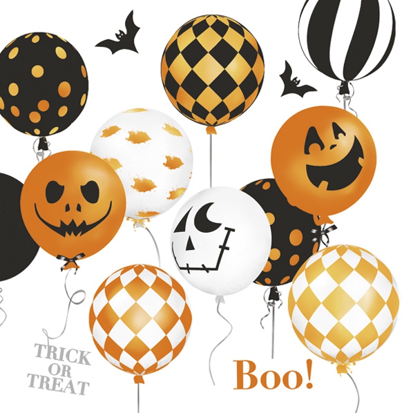 Servilletas 33x33 cm - Scary Halloween Balloons, Fiesta,  Murciélago,  Murciélagos,  espeluznante,  Halloween,  Pájaros,  Globo,  Celebración,  Fiesta,  Otoño,  Animales,  Eventos