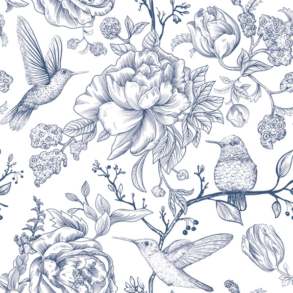 Servilletas 33x33 cm - Fauna and Flora Illustration, Pájaros,  Flores,  Vintage,  Animales