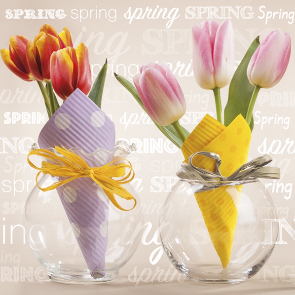 Napkins 33x33 cm - Tulips in Paper Cones