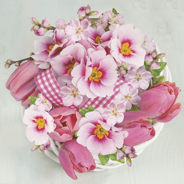 Guardanapos 33x33 cm - Pink Bunch in Wreath