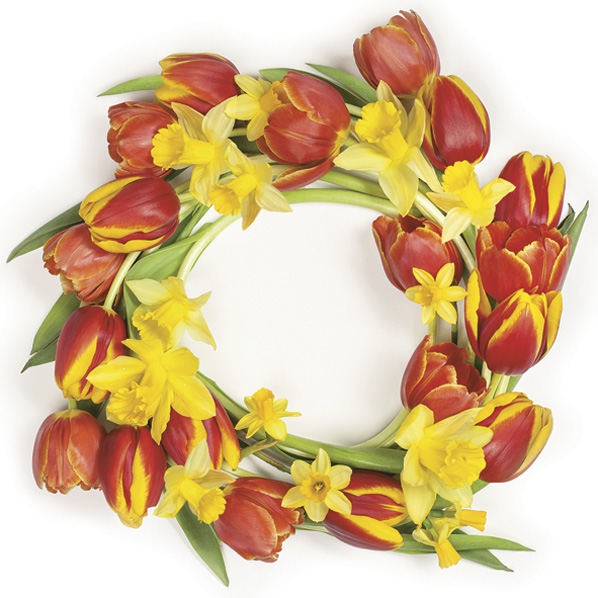 Napkins 33x33 cm - Red Tulips Wreath