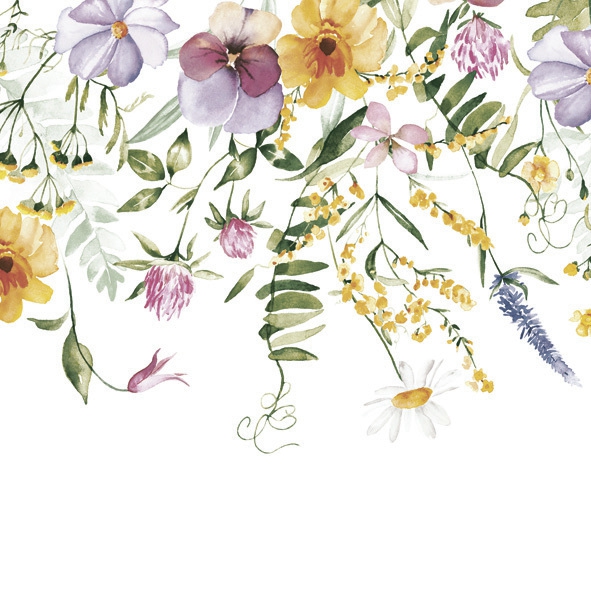 Servilletas 33x33 cm - Spring Flowers Garland, Flores de primavera,  Flores