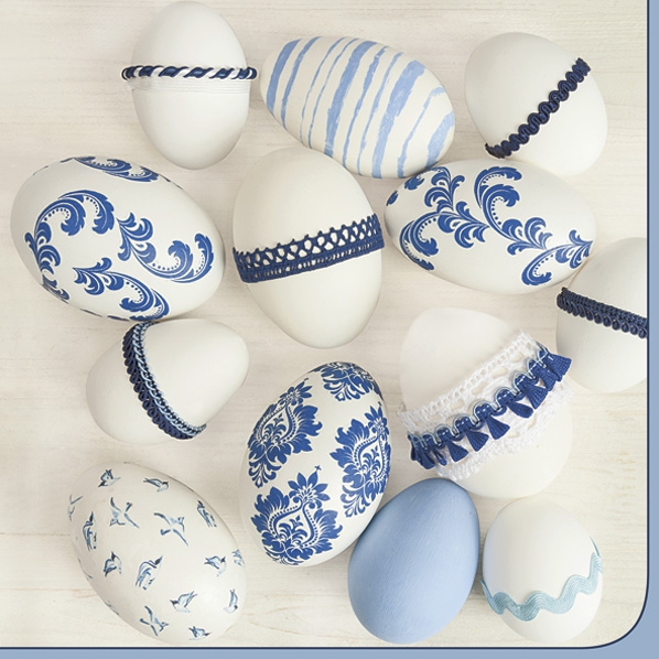 Serwetki 33x33 cm - Blue Style Easter Eggs, niebieski,  Pisanki,  Wielkanoc