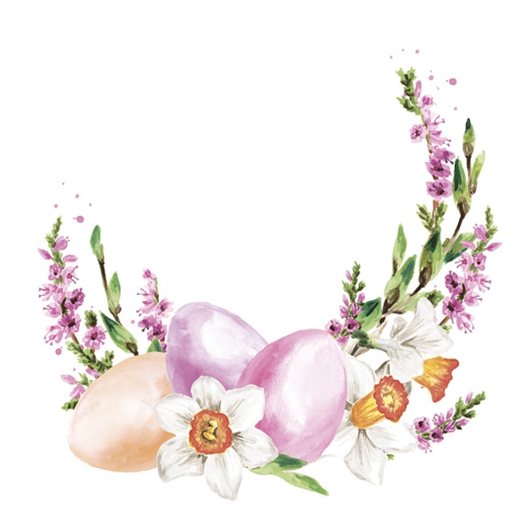 Servietten 33x33 cm - Watercolour Easter Wreath